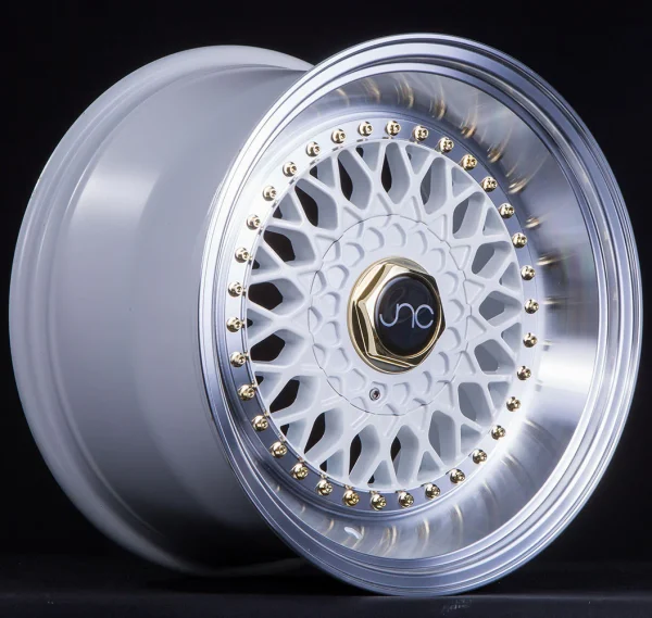 JNC004S White Machined Lip Gold Rivets